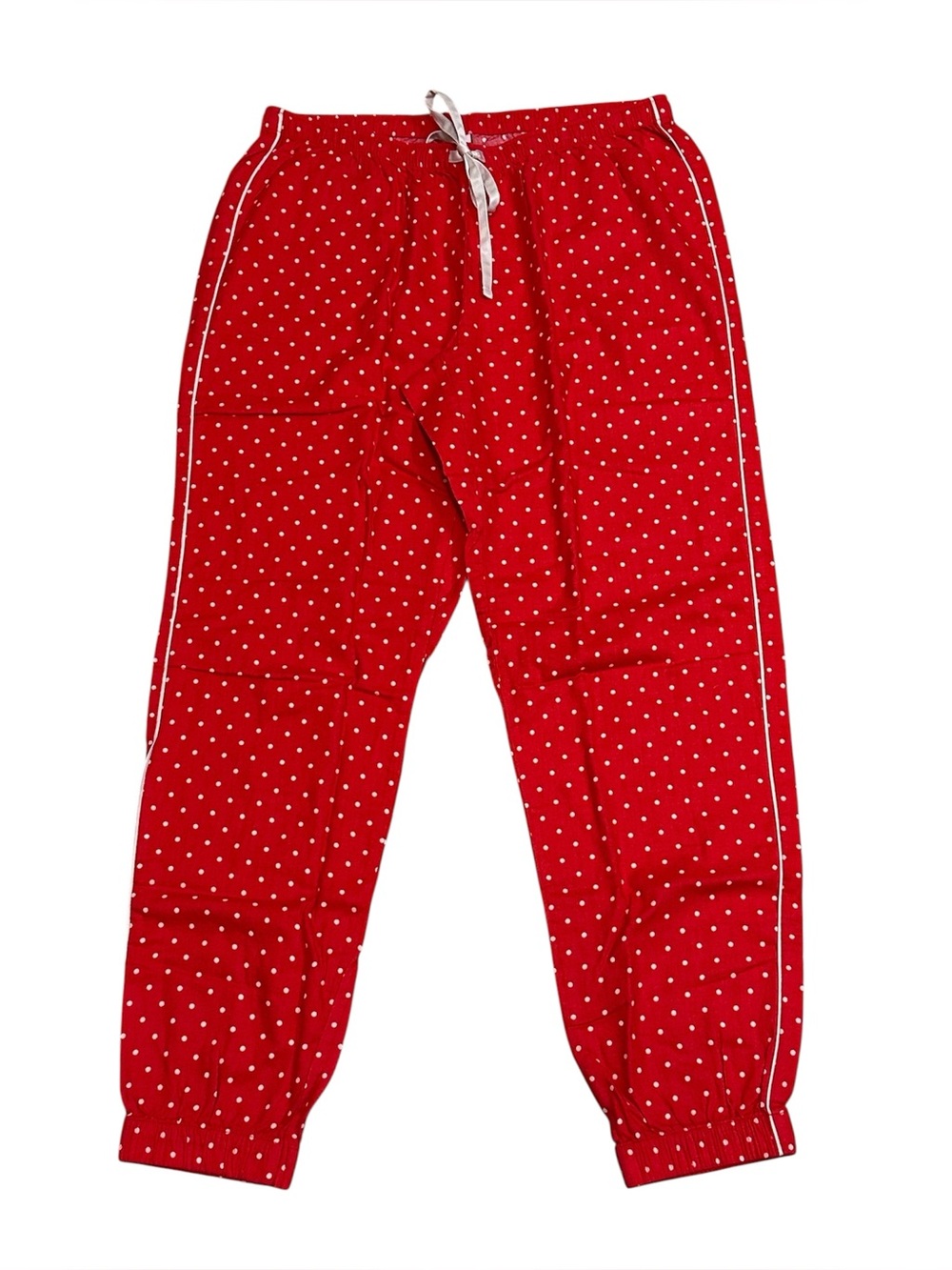 Victorias Secret Flannel Jogger Pajama Pants Small Red White Polka Dot Cotton Mo